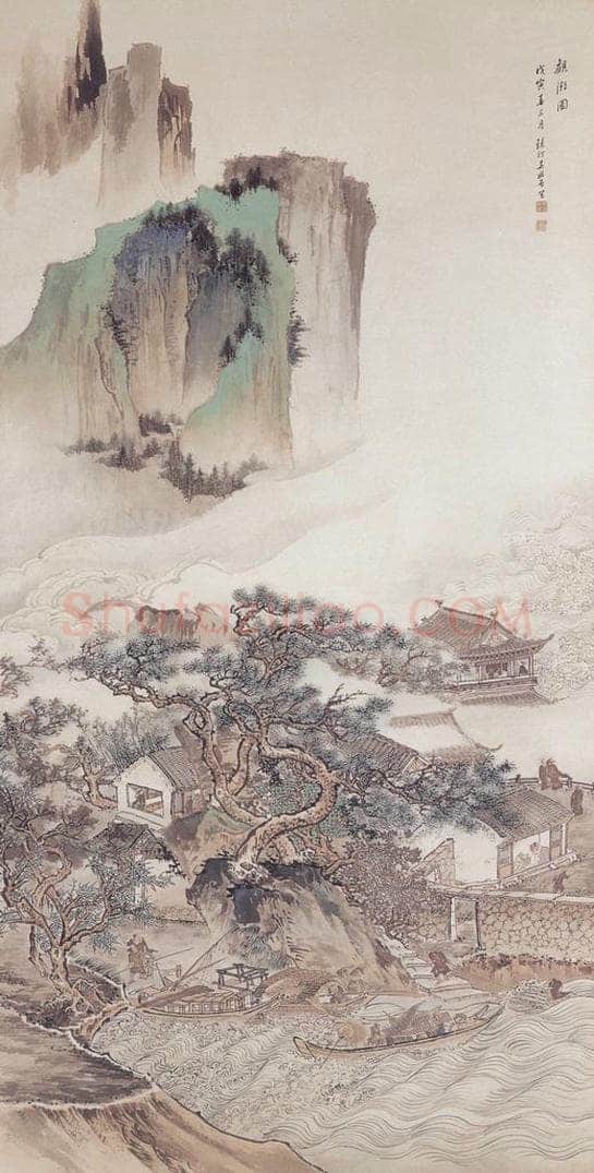 1938年 吴镜汀 《观潮图》 书画作品