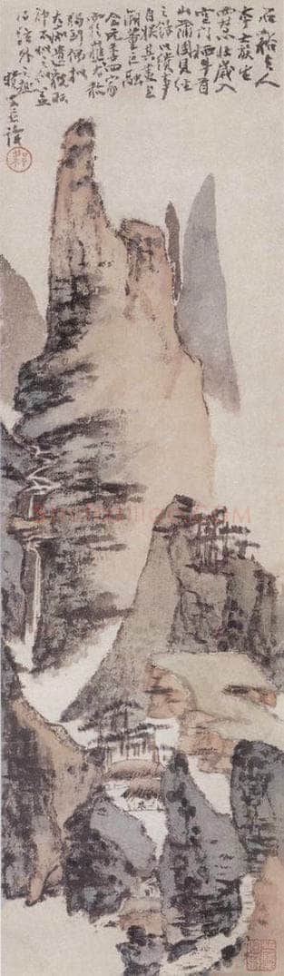 梁崎 《牛首山色》 书画作品