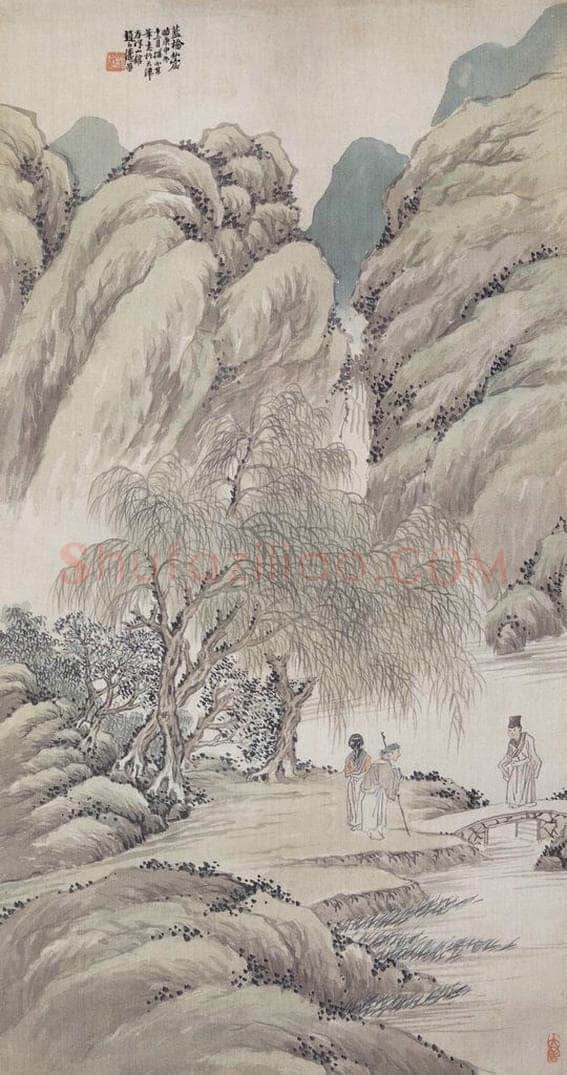 1920年 赵松声 《蓝桥仙窟》 书画作品