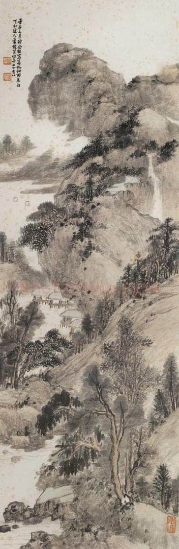 1942年 肖俊贤 《春帆细雨》 书画作品