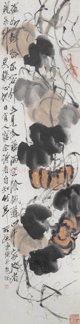 1926年 齐白石 《螳螂吊瓜》 书画作品