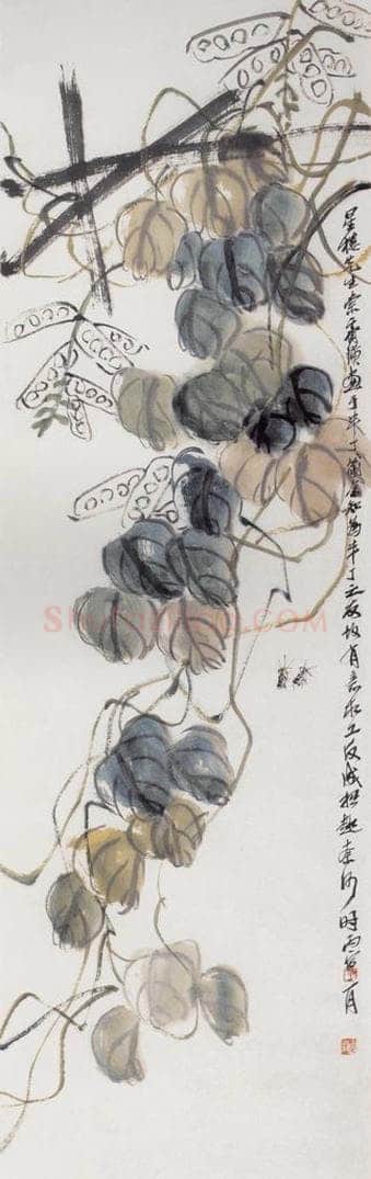 1926年 齐白石 《蟋蟀豆荚》 书画作品