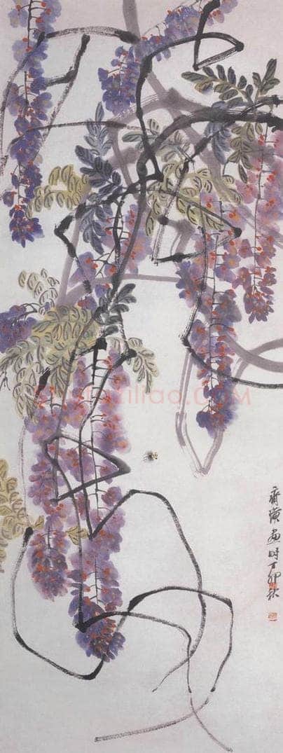 1927年 齐白石 《蜜蜂藤萝》 书画作品