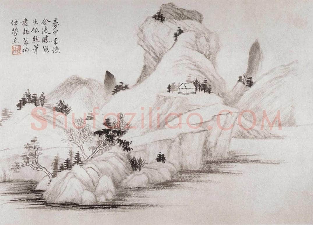 1908年 金城 《仿古山水册》 书画作品