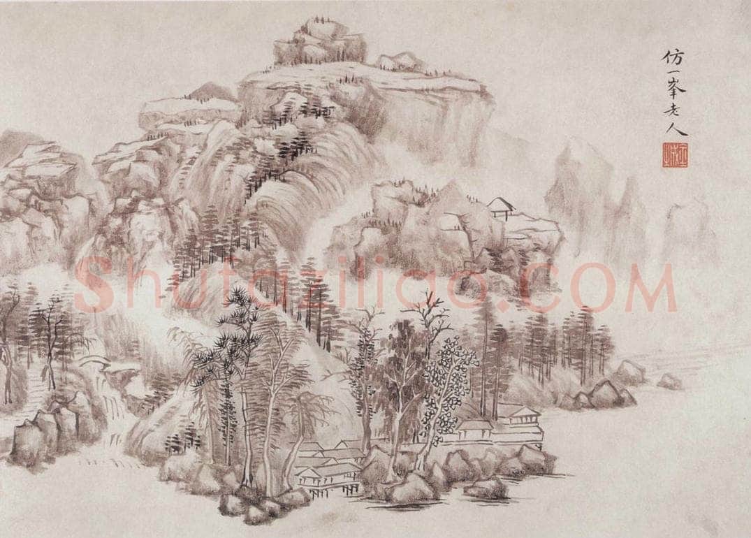 1908年 金城 《仿古山水册》 书画作品