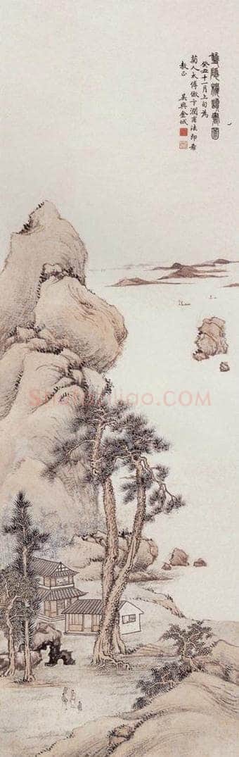 1913年 金城 《双隐楼读书图》 书画作品