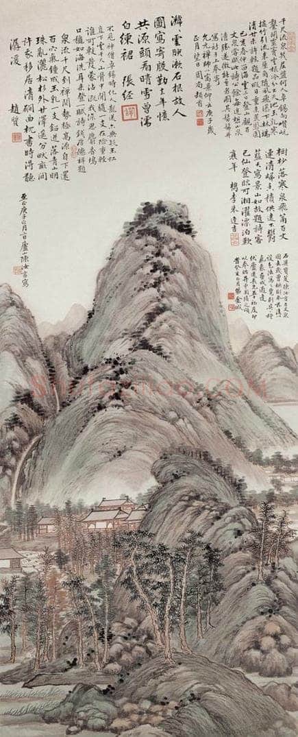 1923年 金城 《仿陈汝言山水图》 书画作品