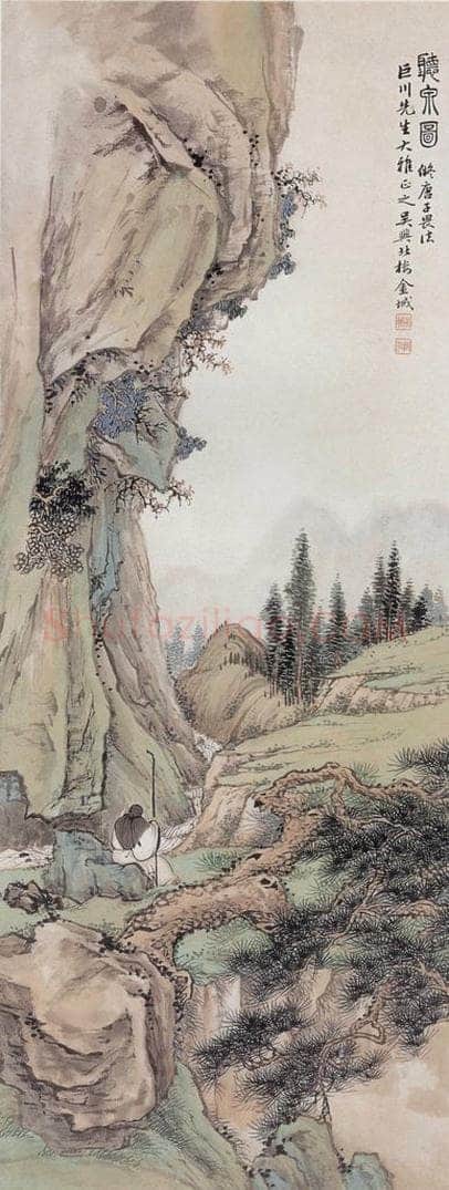  金城 《听泉图》 书画作品