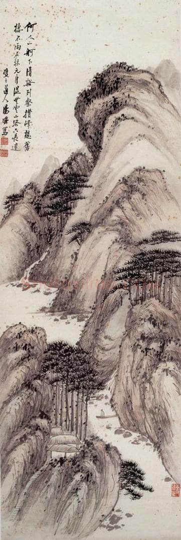  汤涤 《一舸下清溪》 书画作品