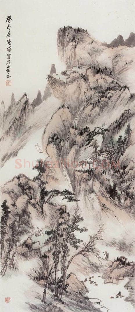 1933年 汤涤 《深山访友图》 书画作品