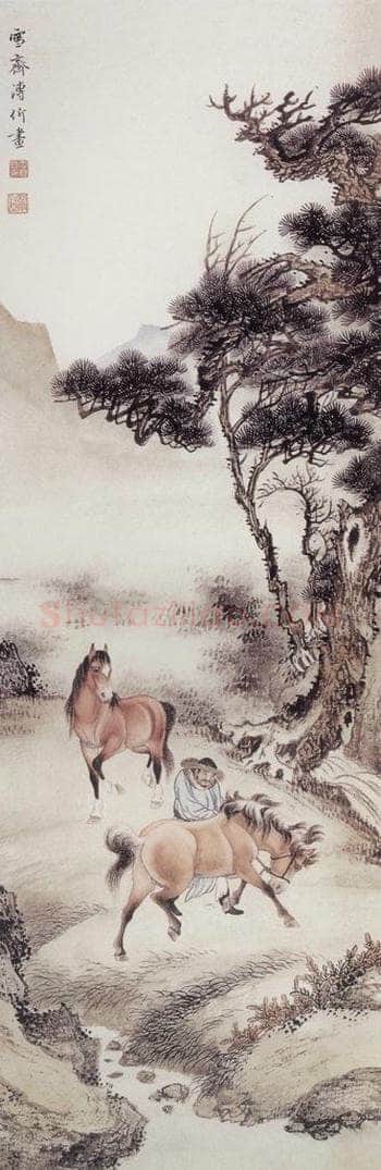  溥雪斋 《控马图》 书画作品