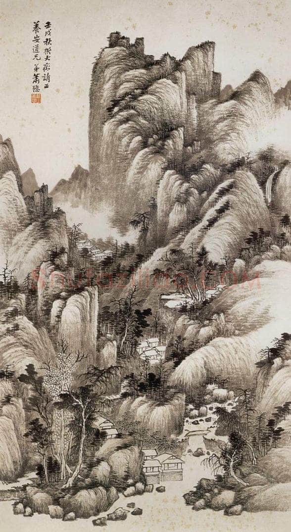 1922年 萧谦中 《仿大痴山水》 书画作品
