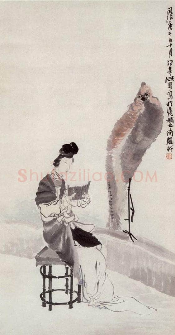 1870年 任伯年 吹箫引凤图 书画作品