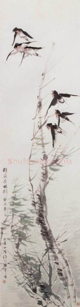 1883年 任伯年 柳燕图 书画作品