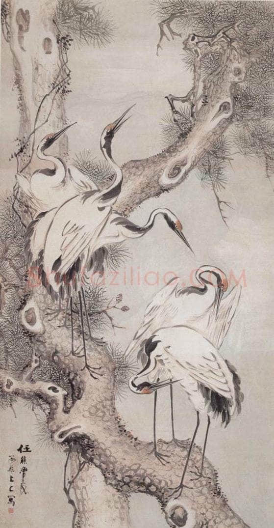 1856年 任熊 松鹤图 书画作品