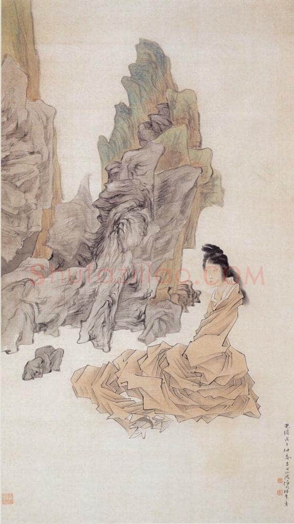 1888年 任伯年 女娲炼石图 书画作品