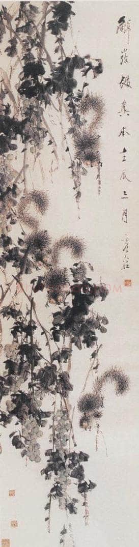 1892年 虚谷 松鼠葡萄 书画作品