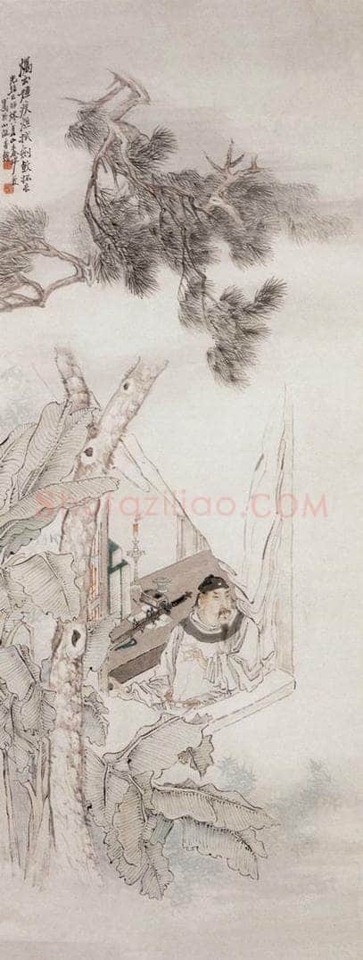1879年 沙馥 秉烛观书 书画作品