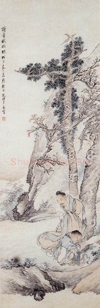 1888年 沙馥 读书图 书画作品