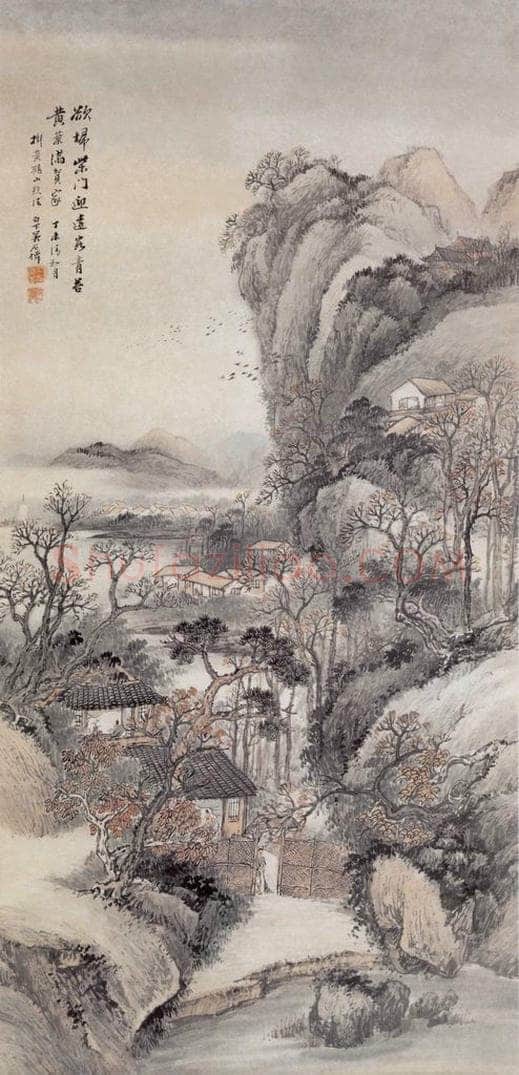 1907年 吴石仙 柴门扫叶 书画作品