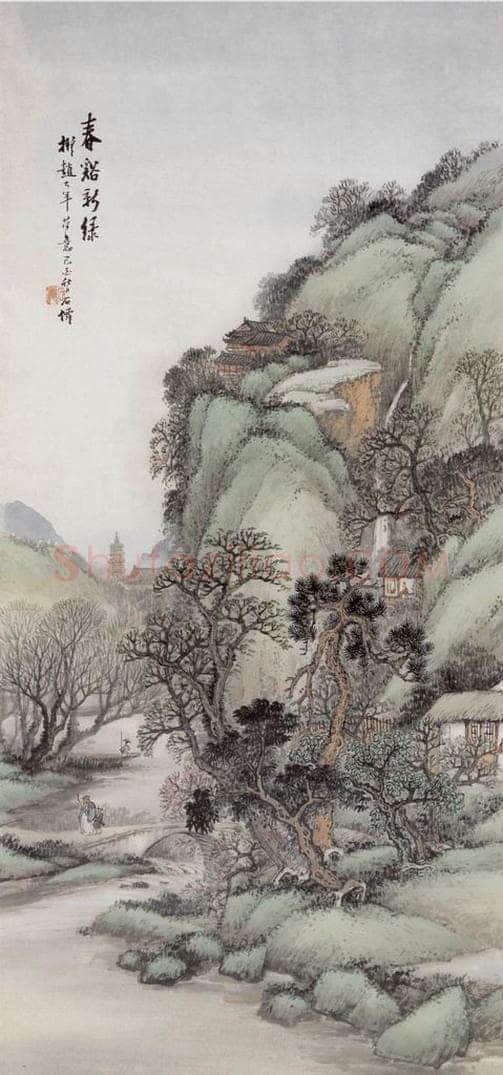 1909年 吴石仙 春溪新绿 书画作品