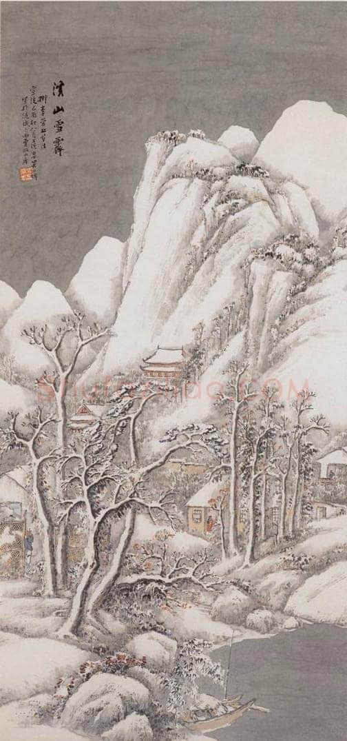 1909年 吴石仙 溪山雪霁 书画作品