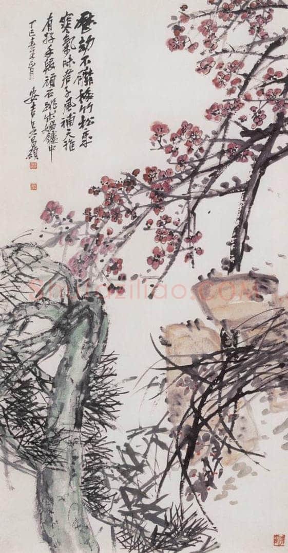 1917年 吴昌硕 四友图 书画作品