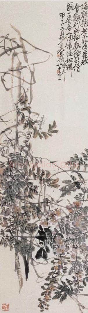 1924年 吴昌硕 老藤飘香 书画作品