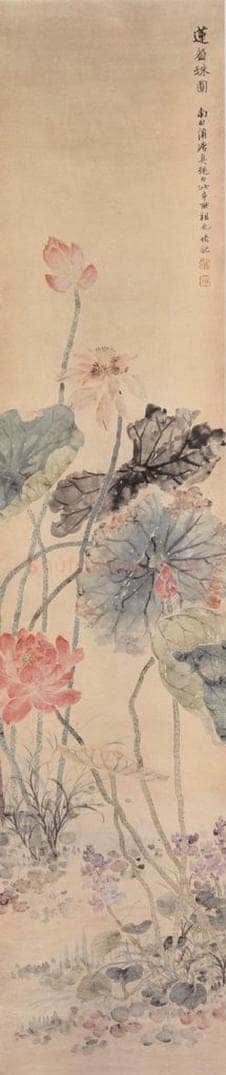 1909年 陆恢 花卉屏 书画作品