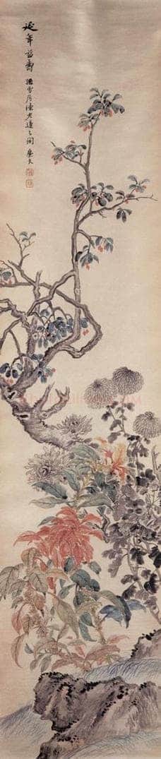 1909年 陆恢 花卉屏 书画作品