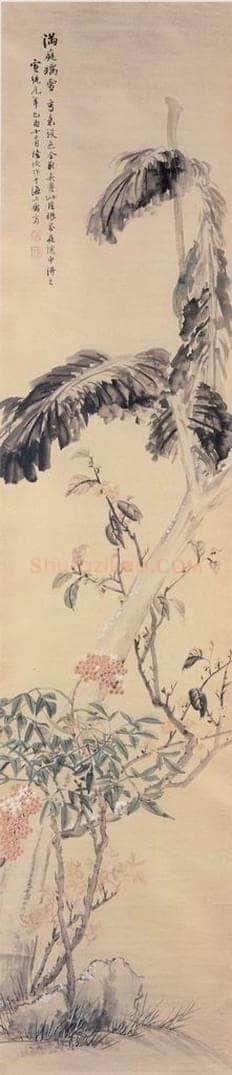 1909年 陆恢 花卉屏 书画作品