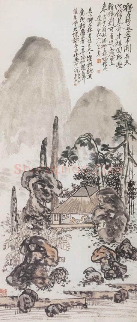 1918年 王一亭 狮子林 书画作品