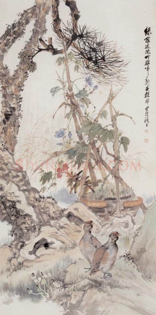 不详 程璋 绿荫庭院 书画作品