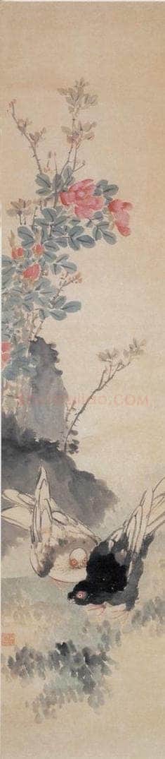 1850年 任熊 花鸟屏 书画作品