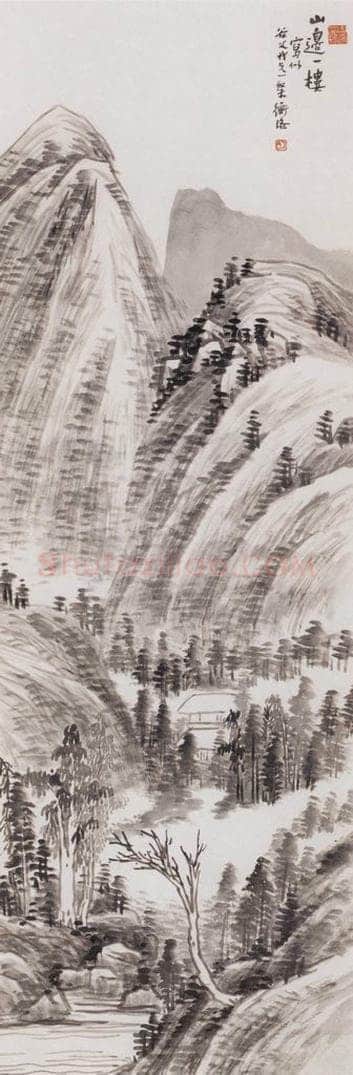 不详 陈师曾 山边一楼 书画作品
