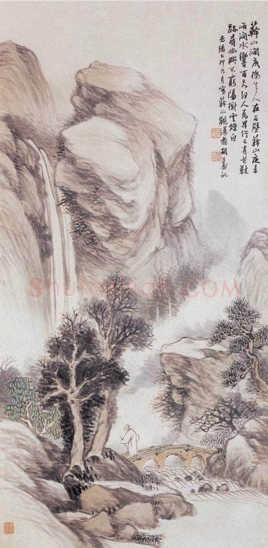 1879年 胡公寿 观瀑图 书画作品