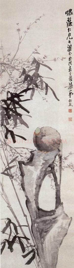 1850年 任熊 梅竹翎毛 书画作品