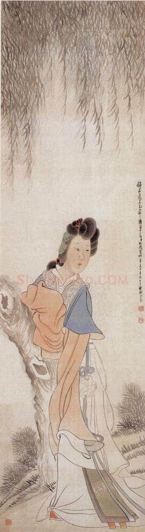 1851年 任熊 仕女 书画作品