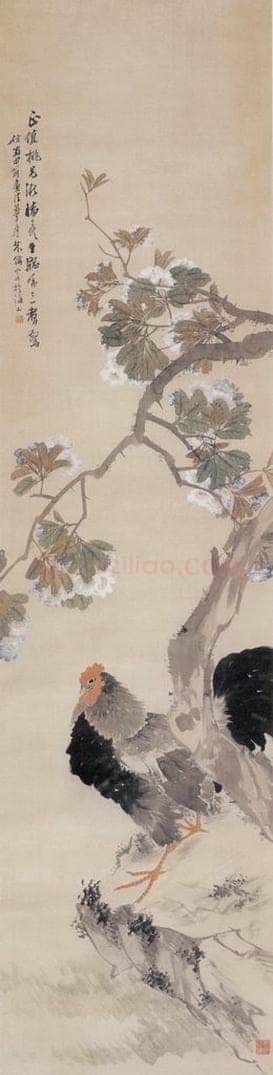 1881年 朱偁 花鸟屏 书画作品