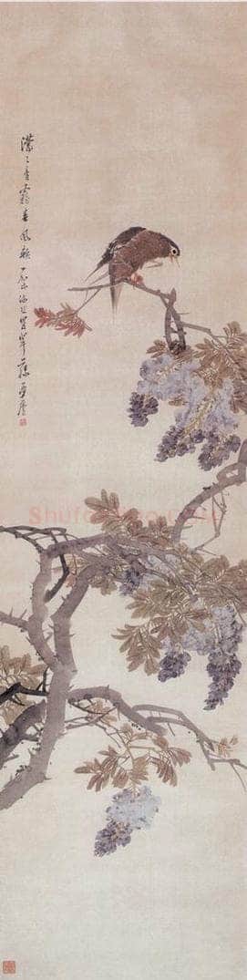 1881年 朱偁 花鸟屏 书画作品