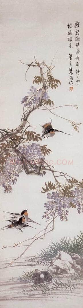 不详 朱偁 藤燕 书画作品