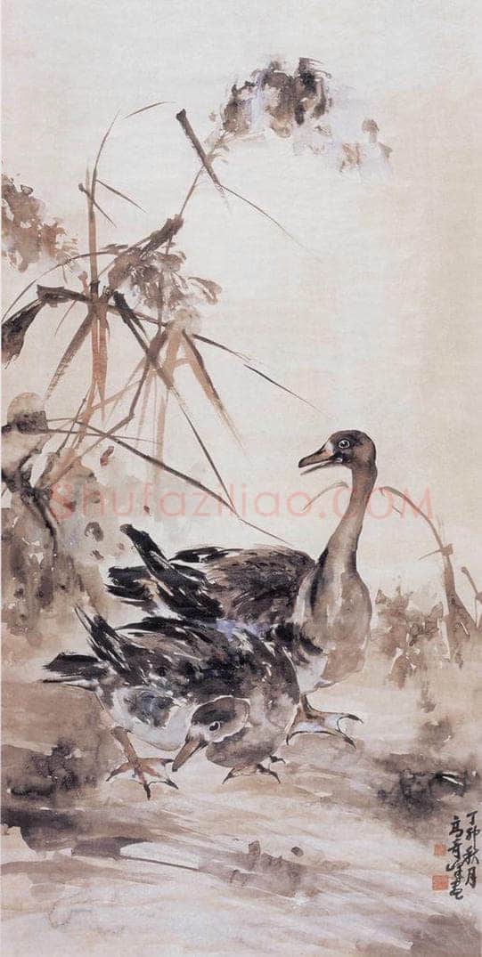 1927 高奇峰 《芦雁图》 书画作品