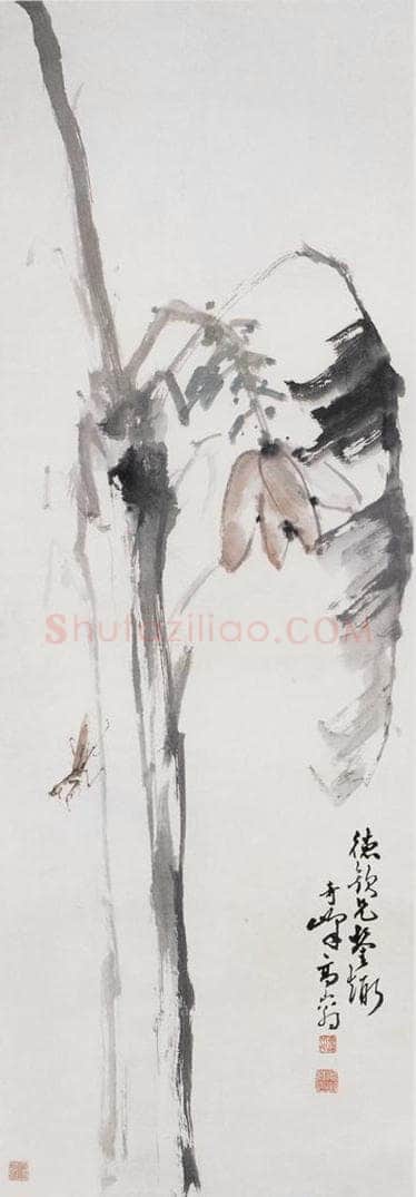  高奇峰 《芭蕉螳螂图》 书画作品