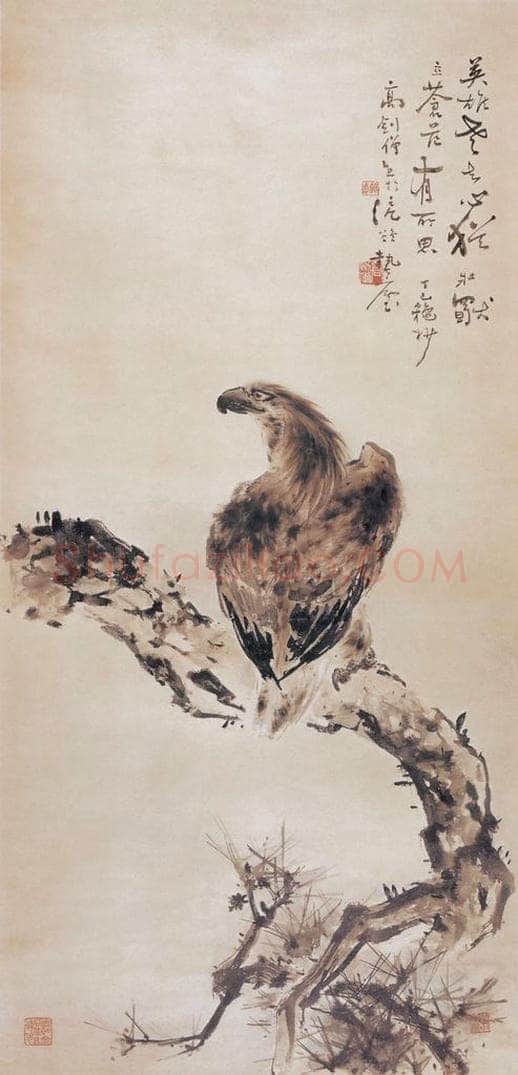  高剑僧 《松鹰图》 书画作品