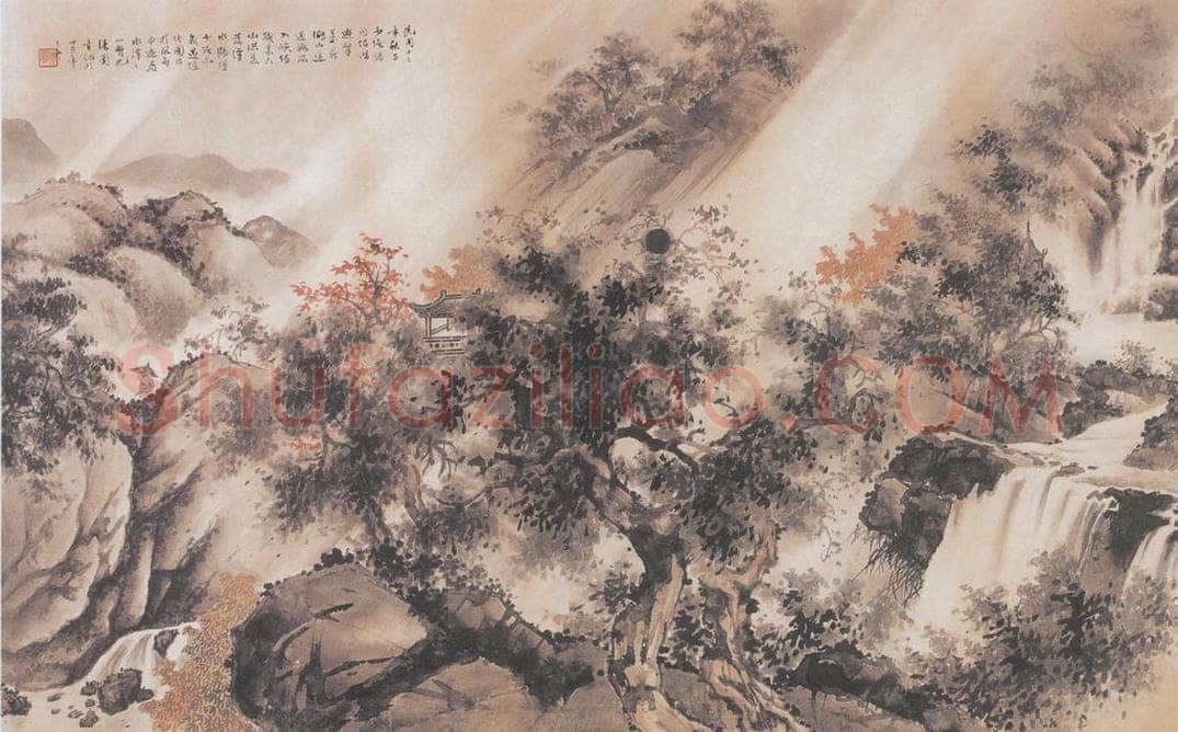 1946 何漆园 《鼎湖风雨》 书画作品