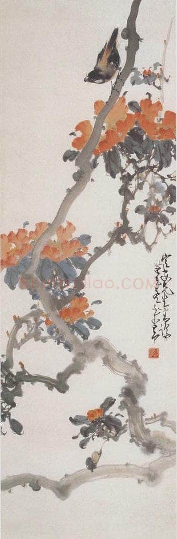 1945 赵少昂 《木棉小鸟》 书画作品