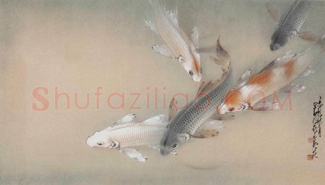 1955 赵少昂 《碧水澄明鱼自适》 书画作品