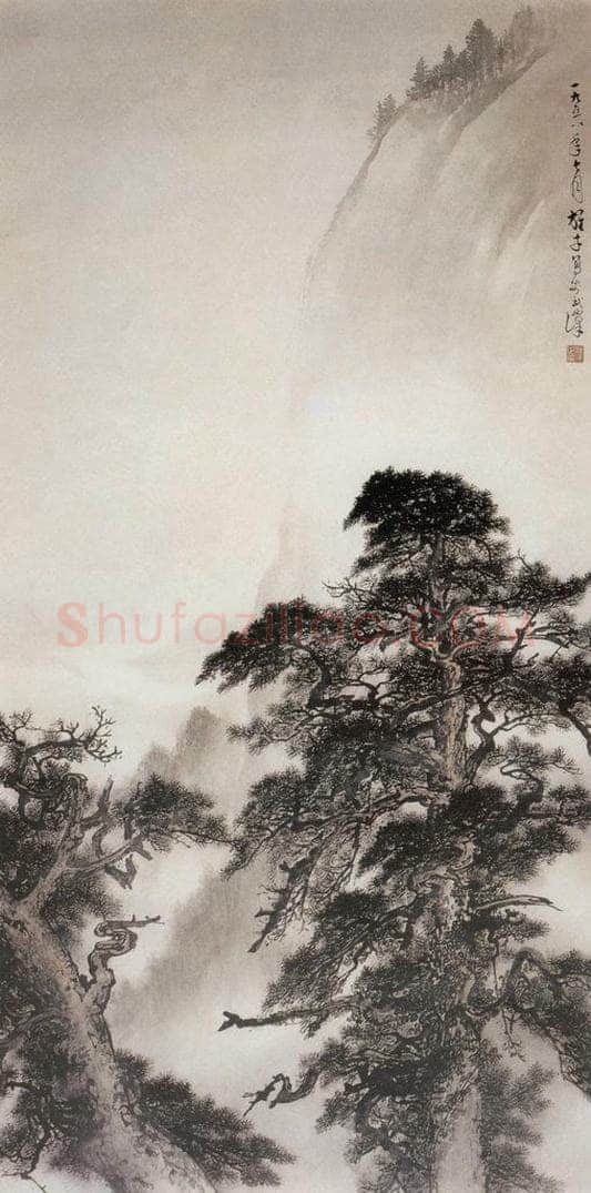 1958 黎雄才 《黄山之水天上来》 书画作品