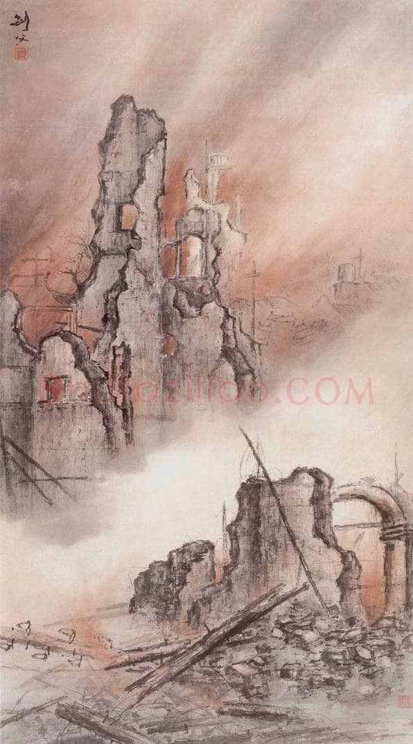  高剑父 《东战场的烈焰》 书画作品