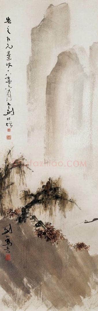 1929 高剑父 《秋江独钓图》 书画作品